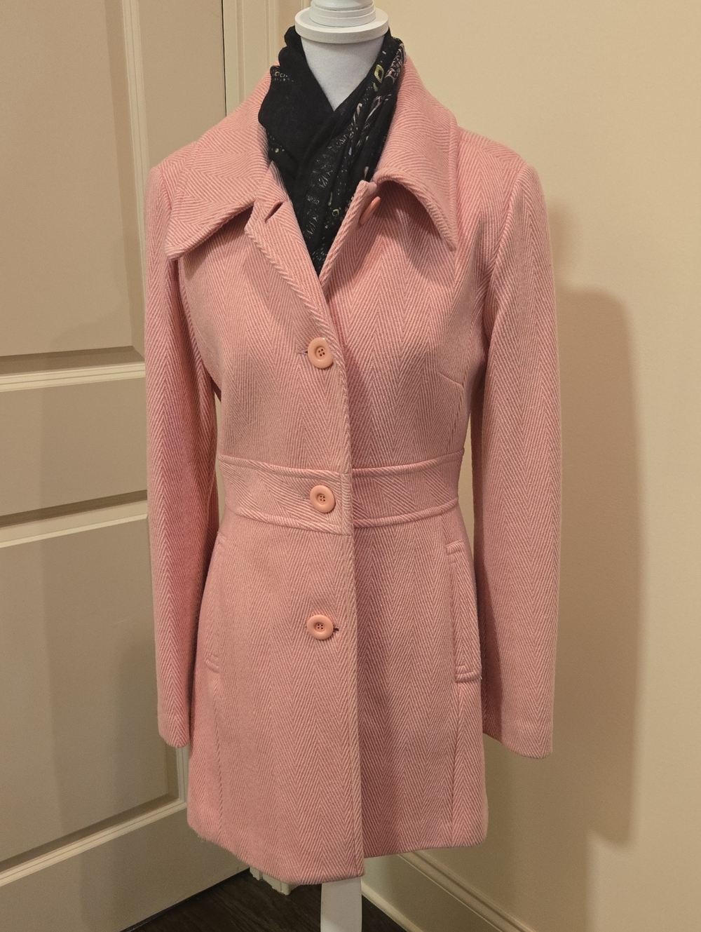 Mango Dusty Pink Tailored Pea Coat